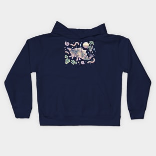 Jurassic Days, Jurassic Nights: Stegosaurus | Tropical Dinosaur Kids Hoodie